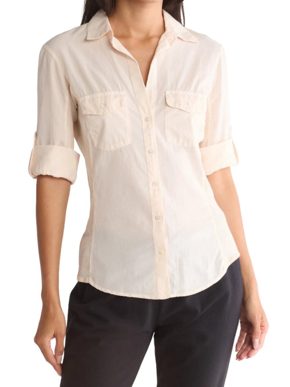 James Perse Three-Quarter Sleeve Button-Up Shirt